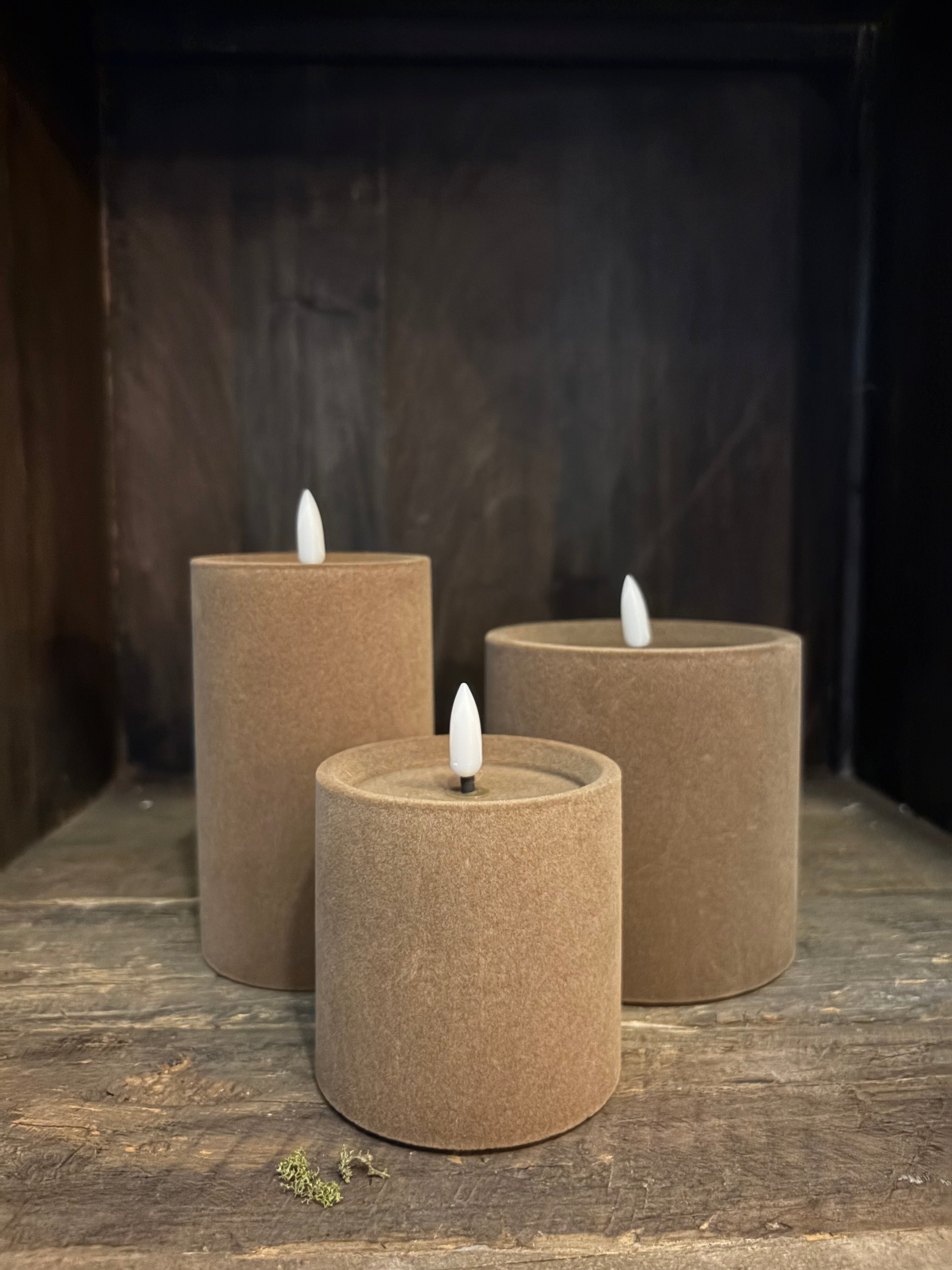 Velvet LED-kaarsen Beige