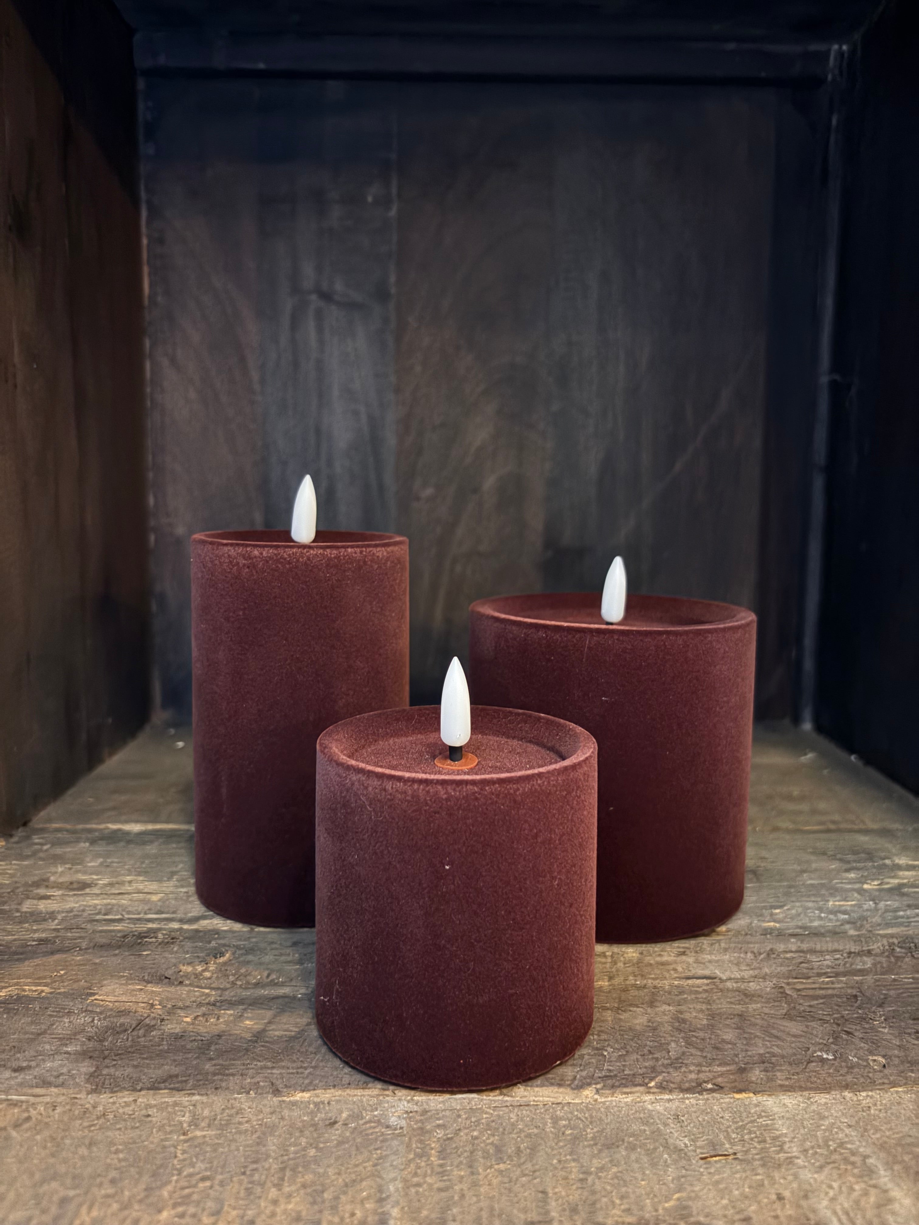 Velvet LED-kaarsen Bordeaux