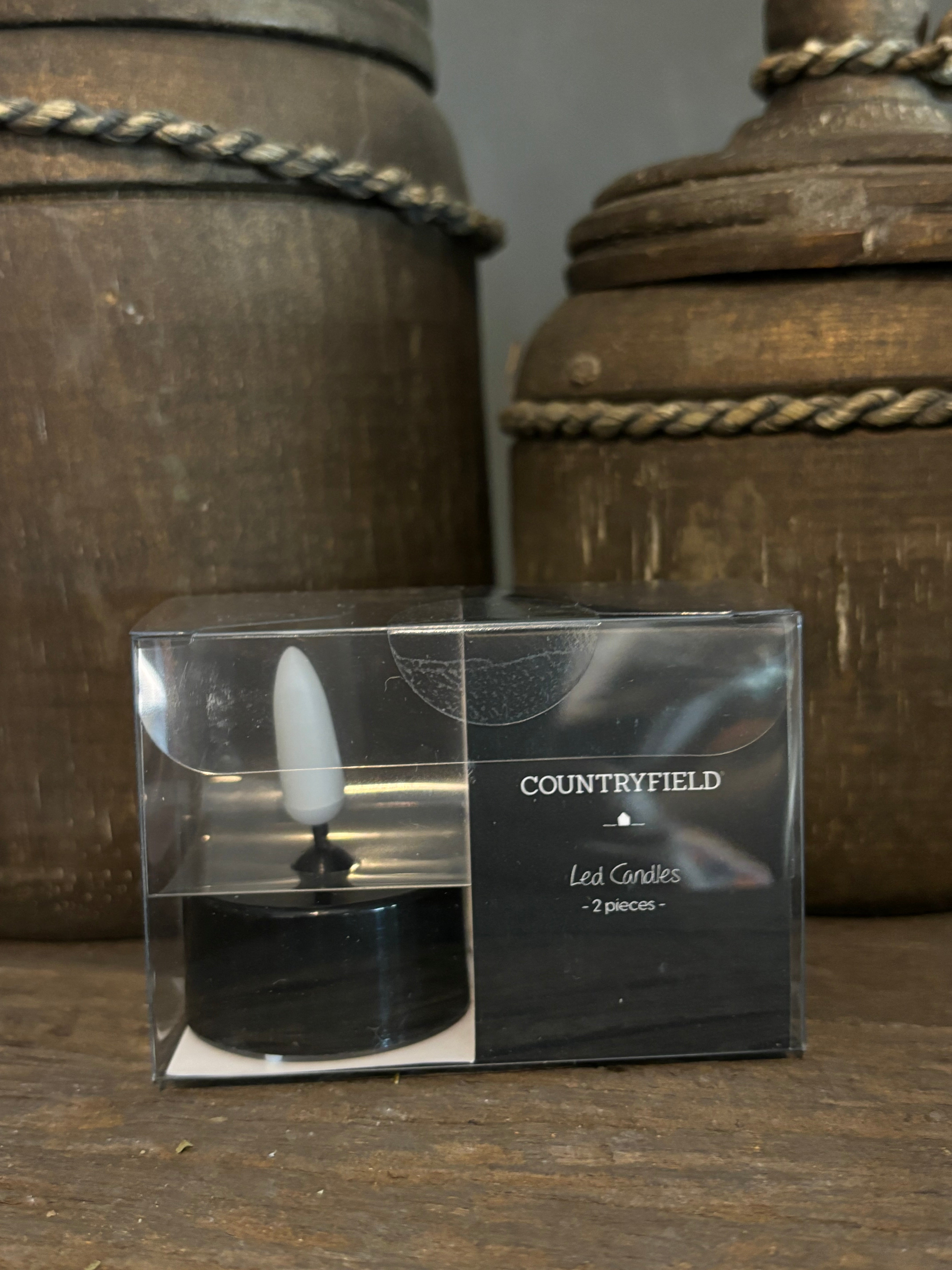 2 Led waxinelichtjes zwart Countryfield