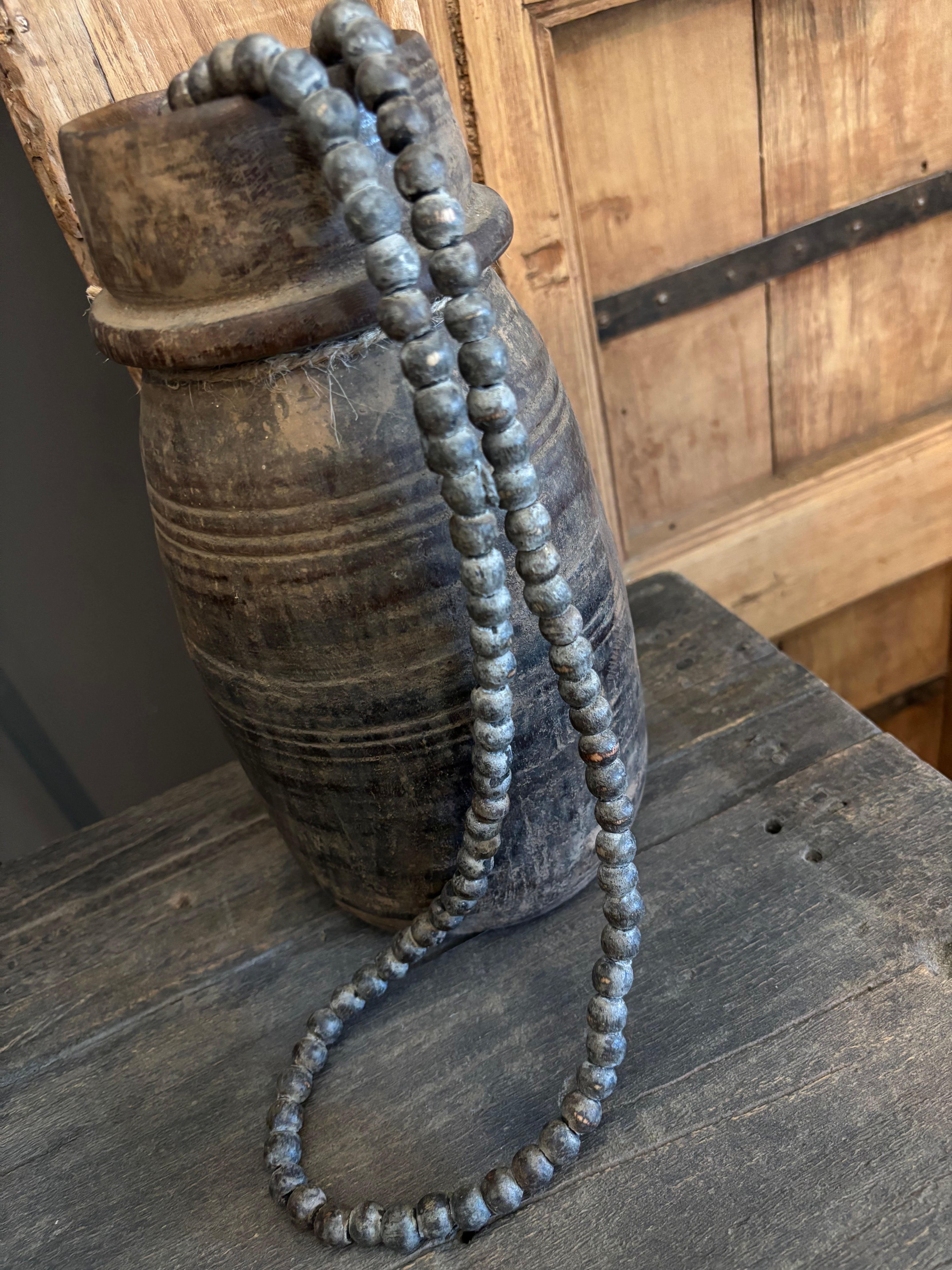 Houten kralenketting grey