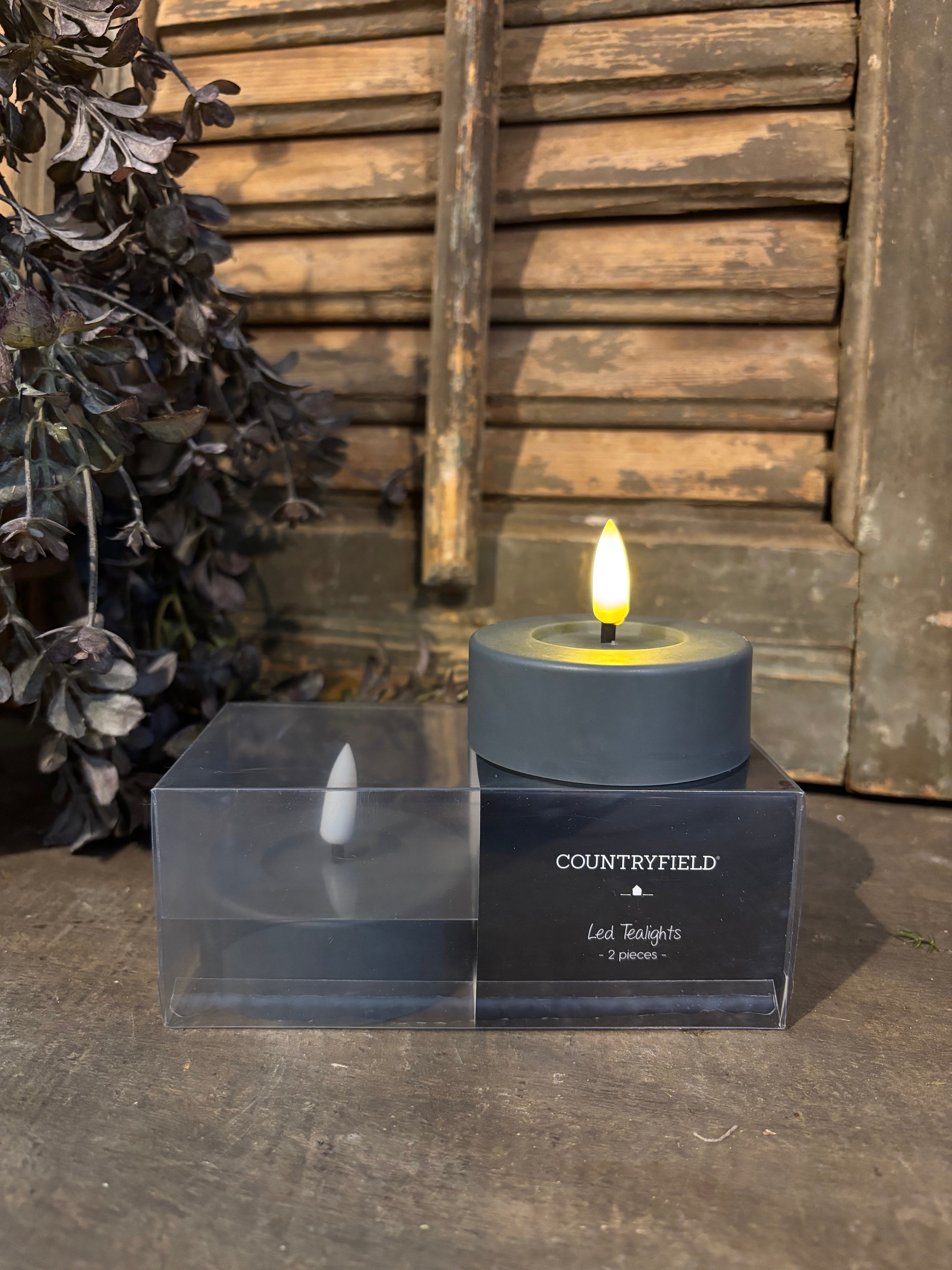 Grote led waxines Countryfield antraciet