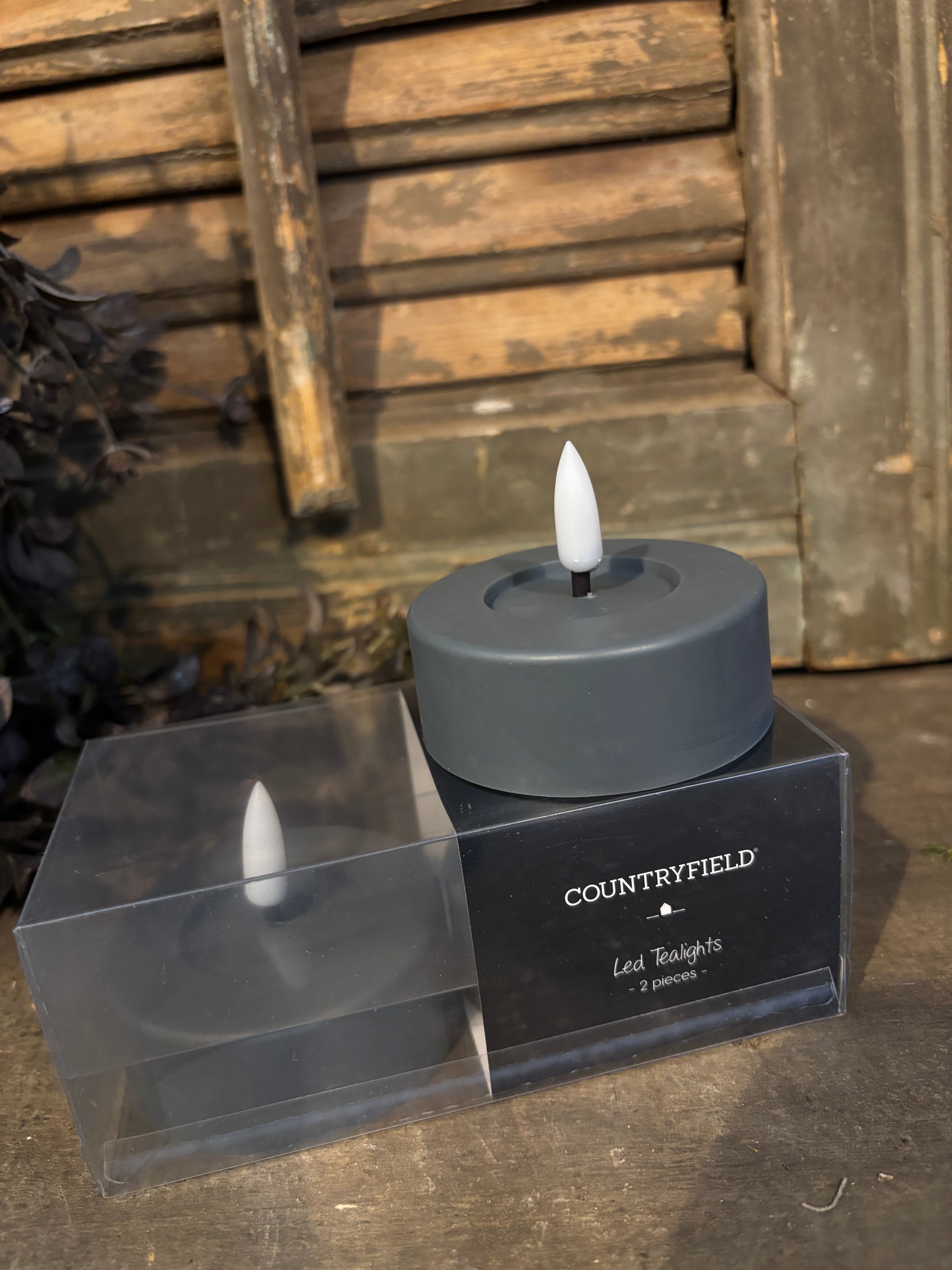 Grote led waxines Countryfield antraciet